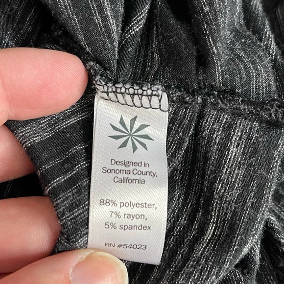 Athleta Downtown Dress XS - Gray & Black Striped with Ruched Side Waist - Picture 9 of 9